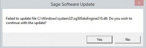 Accidental attempt to upgrade Sage with Excel running