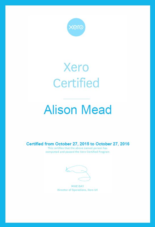 Alison Xero Certified 2015 2016